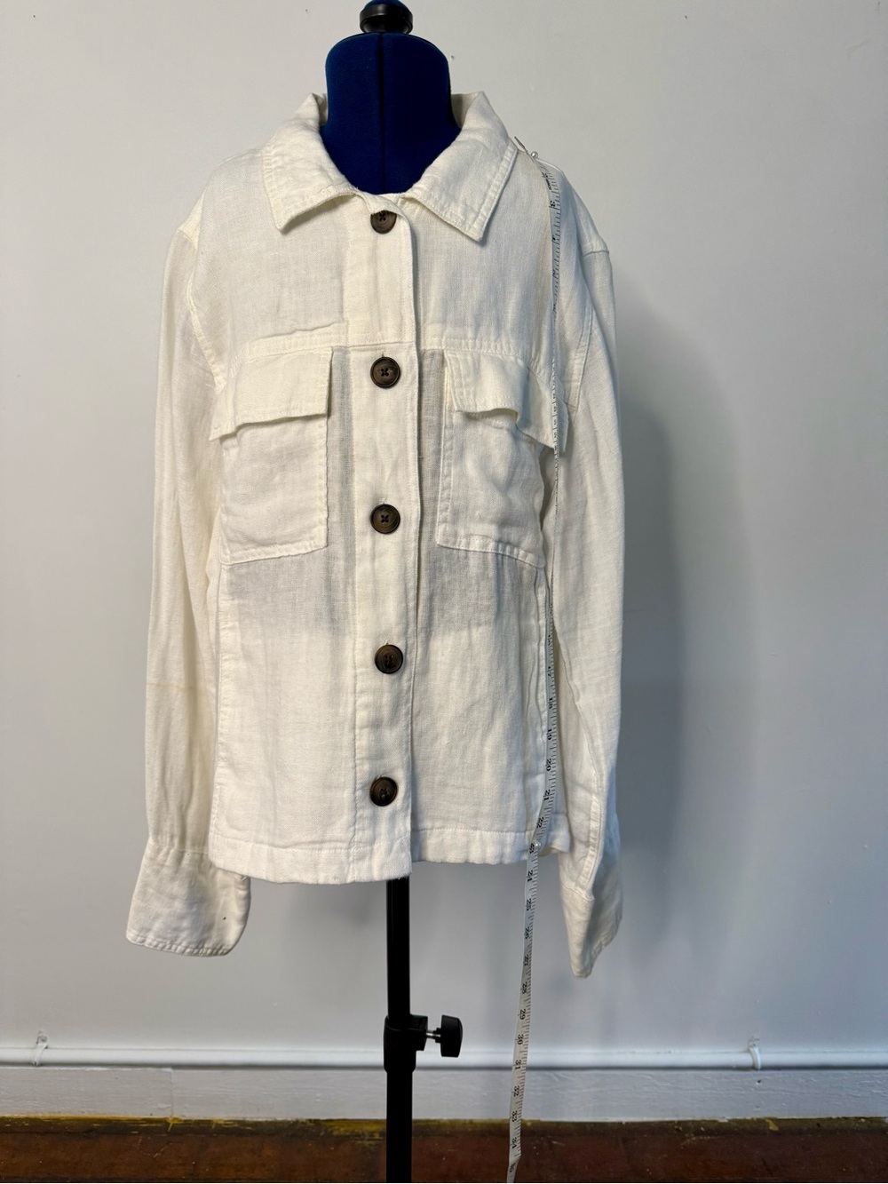 Nicole Miller White Button-Front Utility Jean Jacket